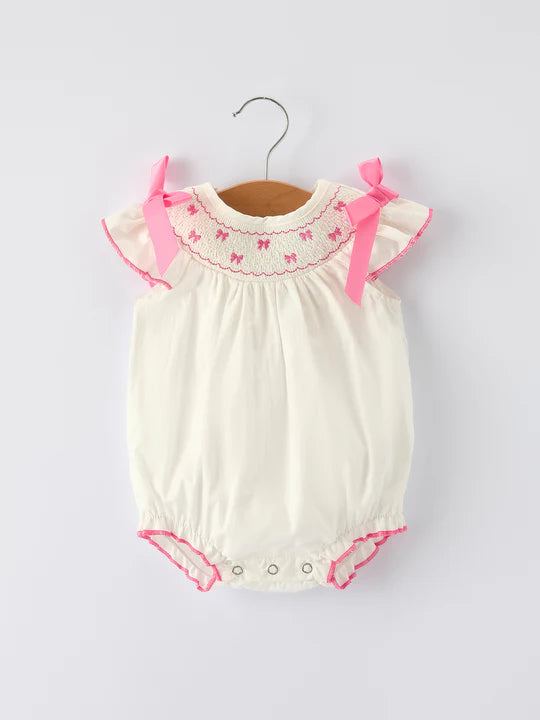 Machine Smocked Embroidered Bow Bubble