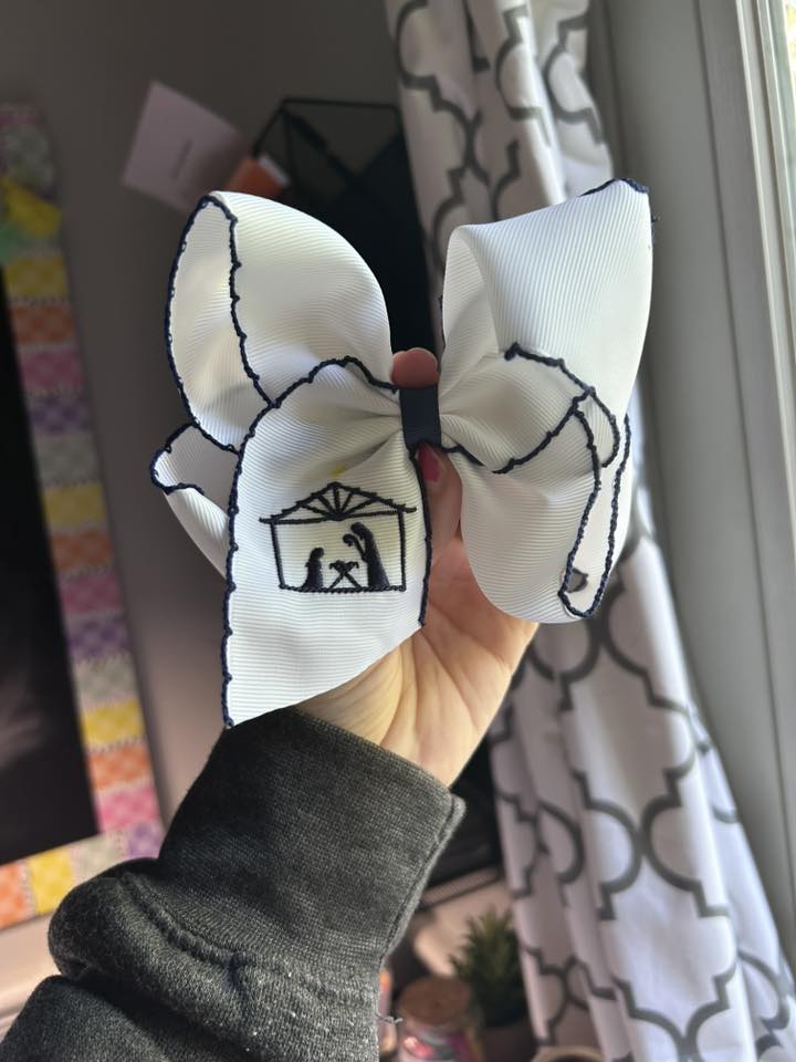 Nativity Embroidered Bow