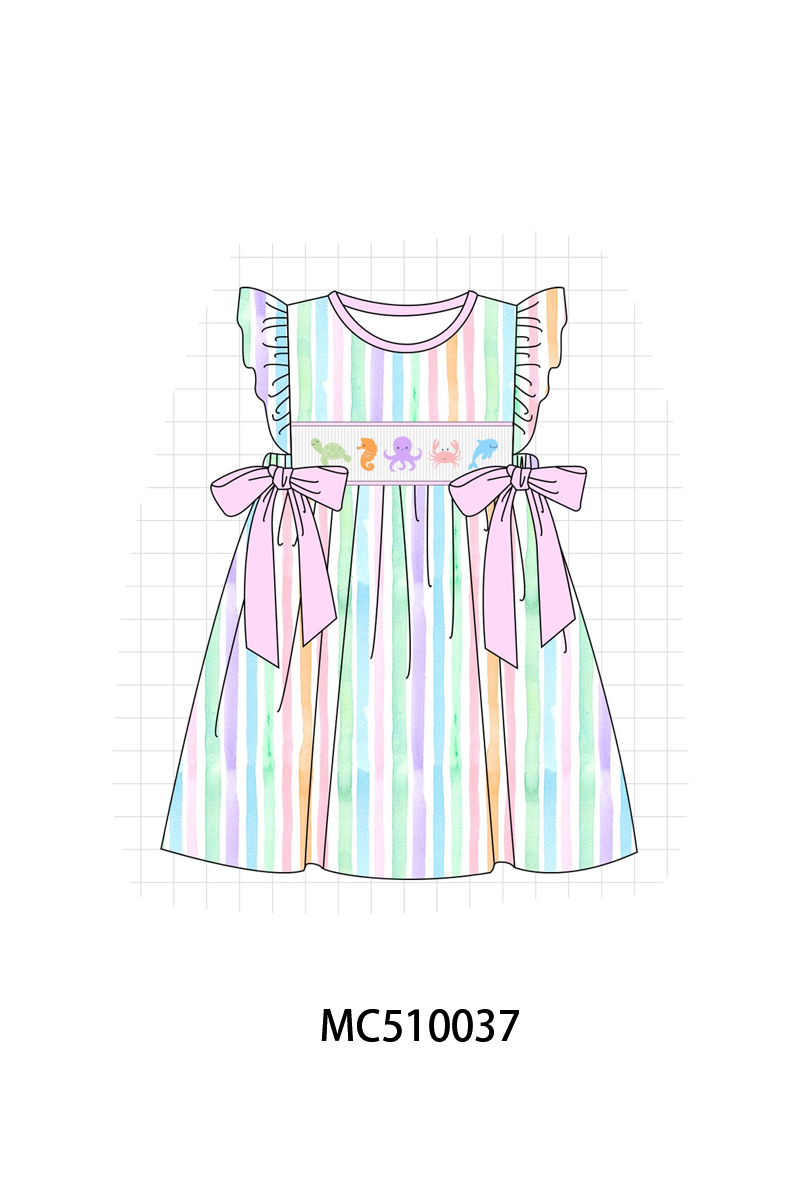 PO69 Purple marine smocked stripe collection