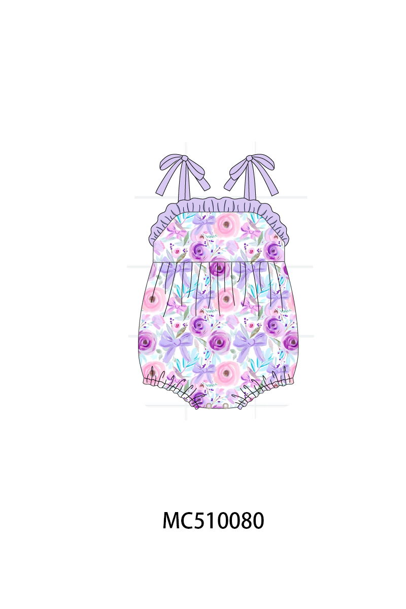 PO69 Purple floral print ruffle collection