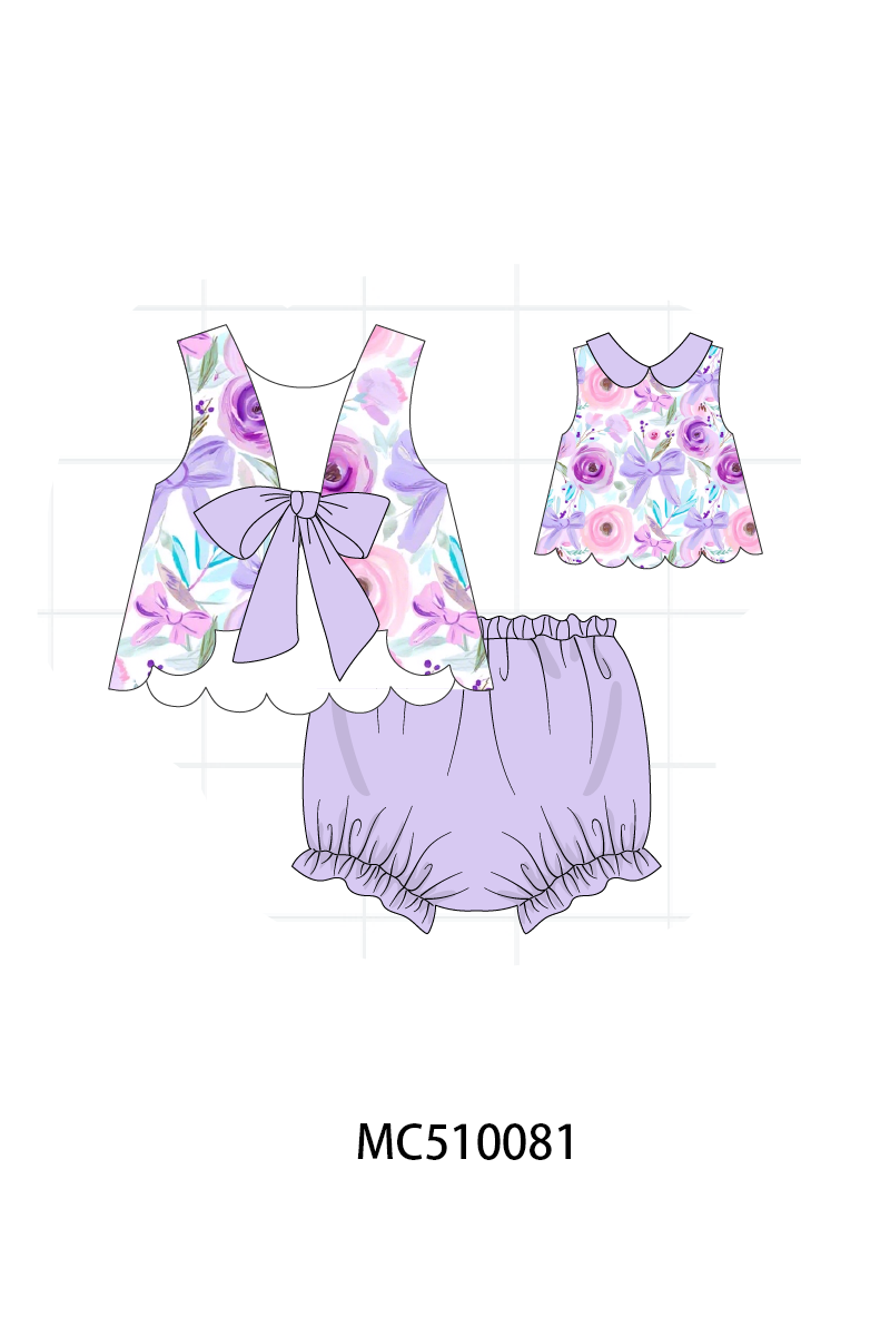 PO69 Purple floral print ruffle collection