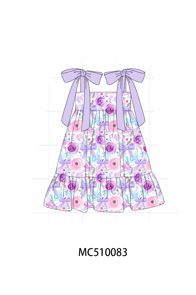 PO69 Purple floral print ruffle collection