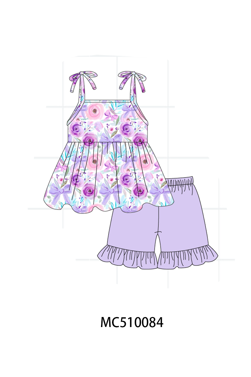 PO69 Purple floral print ruffle collection