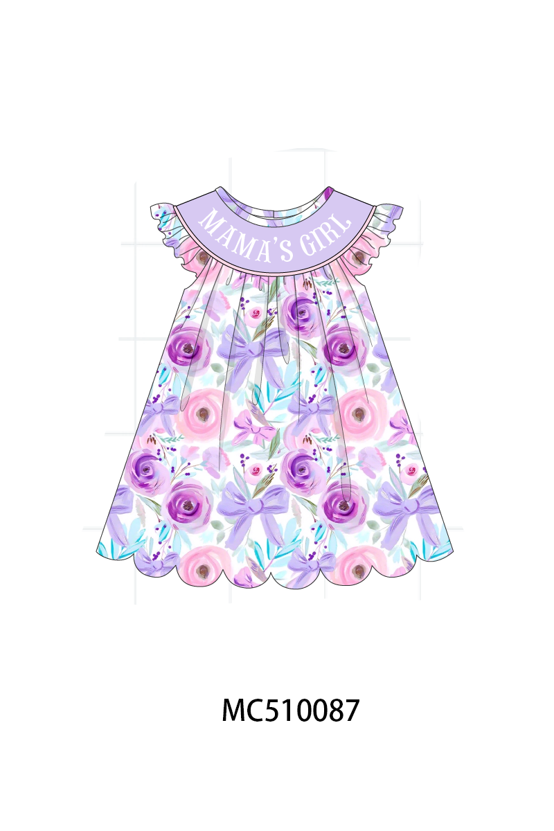 PO69 Purple floral print ruffle collection