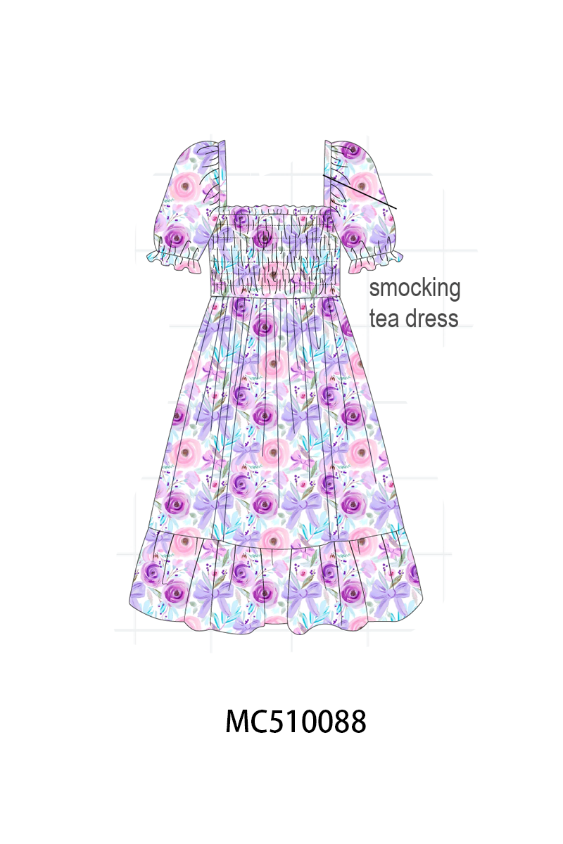 PO69 Purple floral print ruffle collection