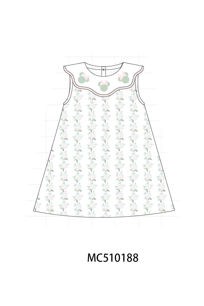 PO69 Pink character applique floral ruffle collection
