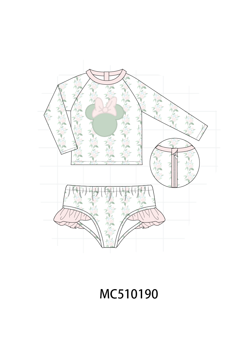 PO69 Pink character applique floral ruffle collection