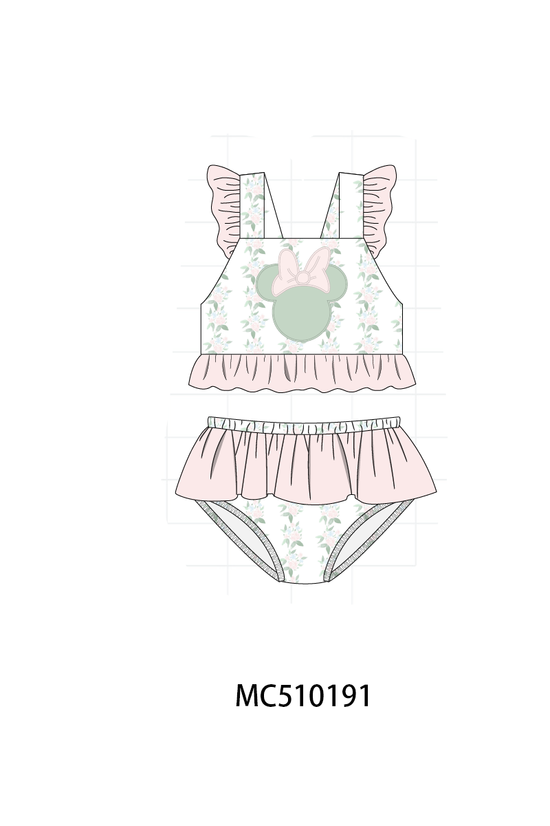 PO69 Pink character applique floral ruffle collection