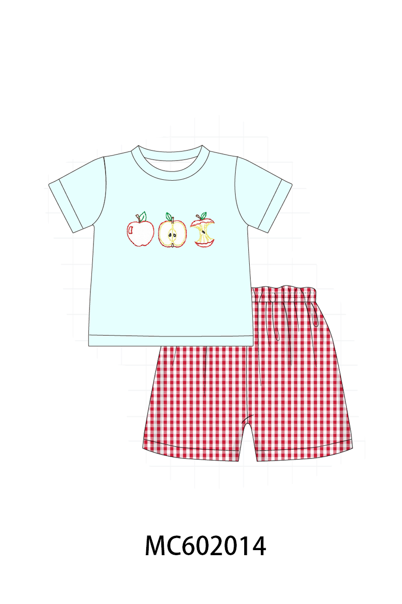 Pink back to school apple smocked ruffle collection