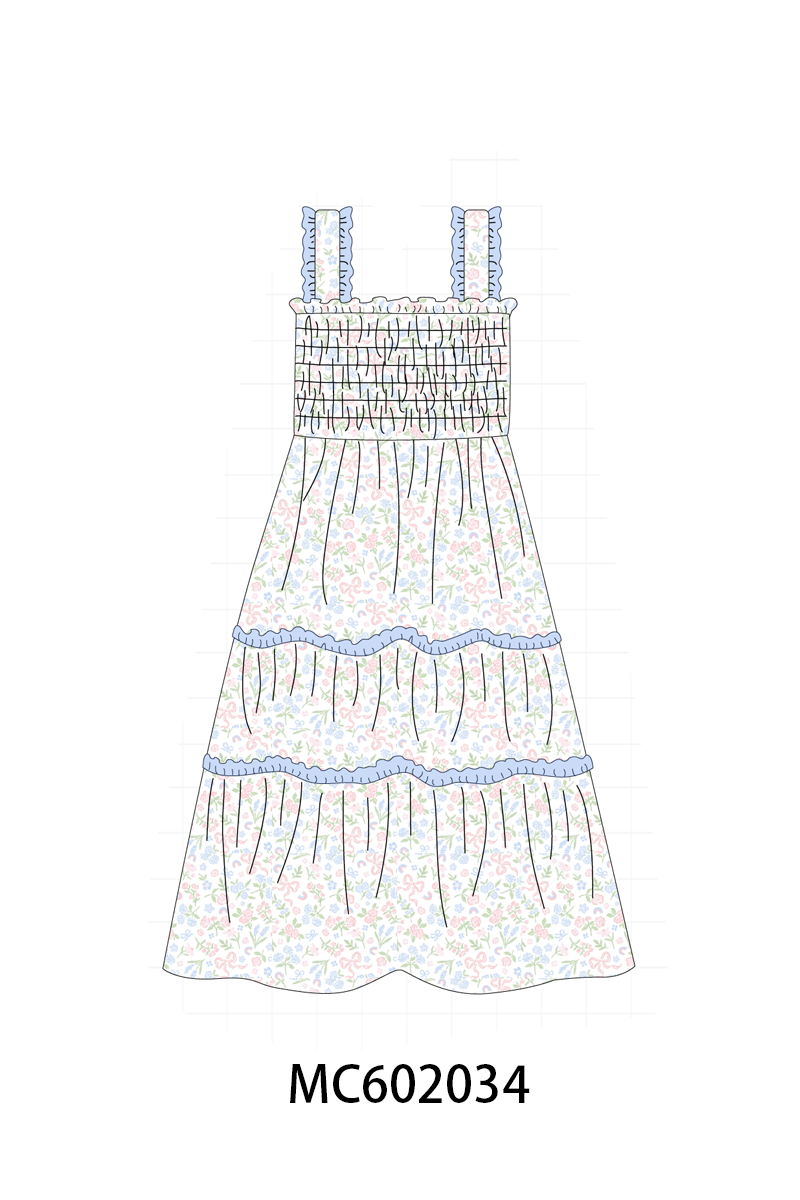 PO81 Blue floral bow print collection