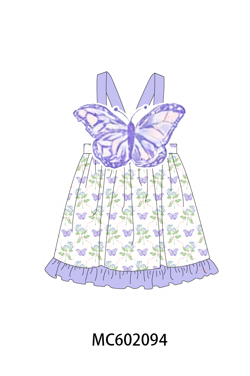 PO81 Purple floral butterfly applique collection