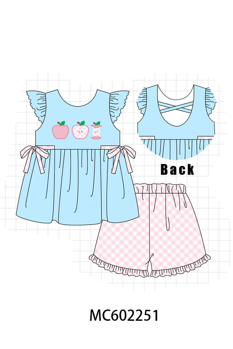 PO81 Blue back to school apple applique collection