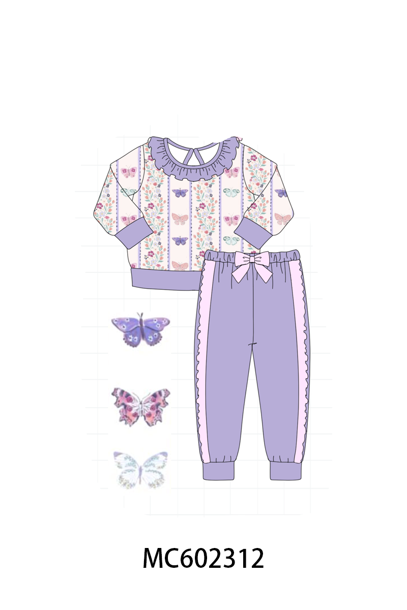 PO82 Floral print bow ruffle pants set collection
