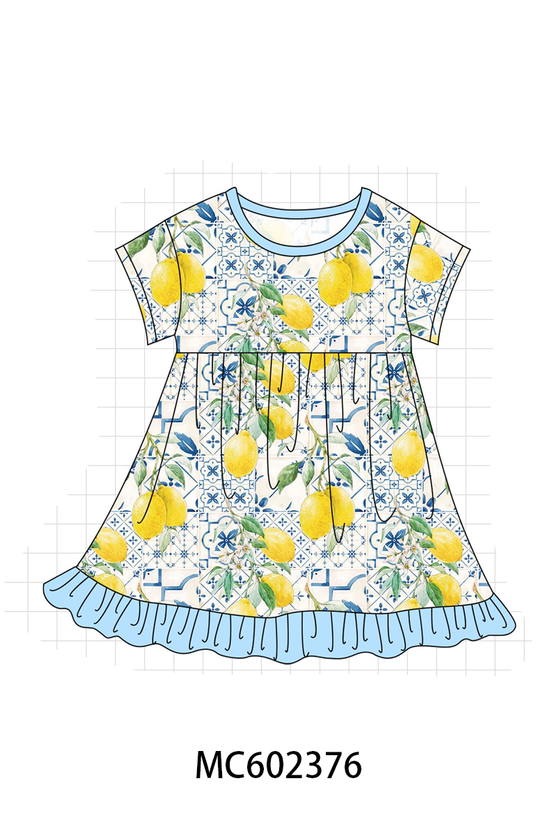 PO82 Blue lemon print bamboo pajama collection