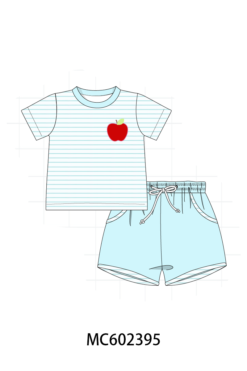 PO82 Pink&blue apple back to school smocked collection
