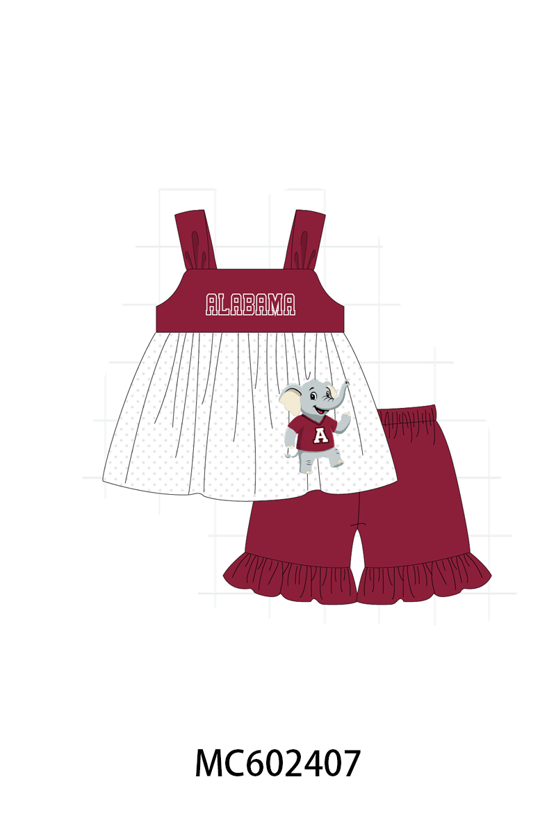 PO82 Maroon Alabama elephant embroidery collection