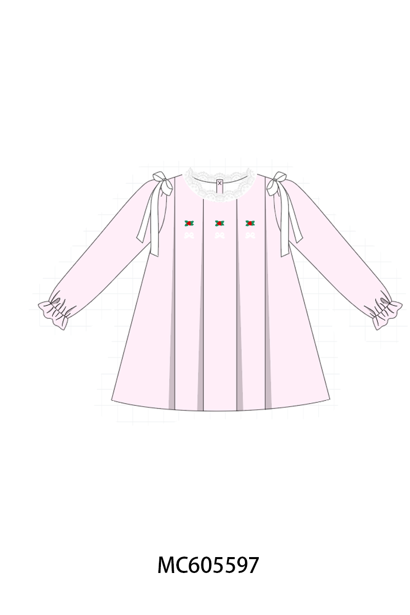 PO93 Pink christmas holly embroidery collection