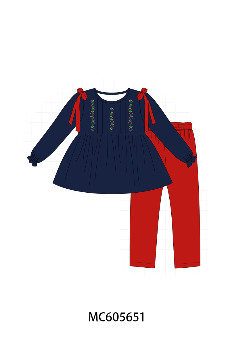 PO93 Navy holly embroidery collection