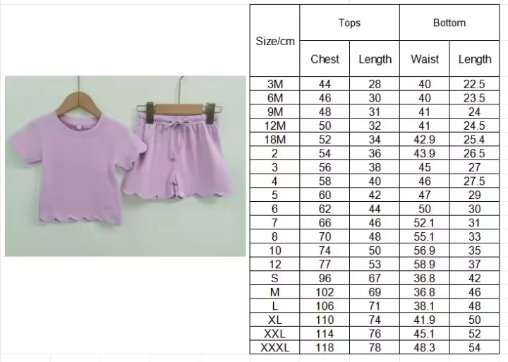 Girls Summer Scallop Short Set