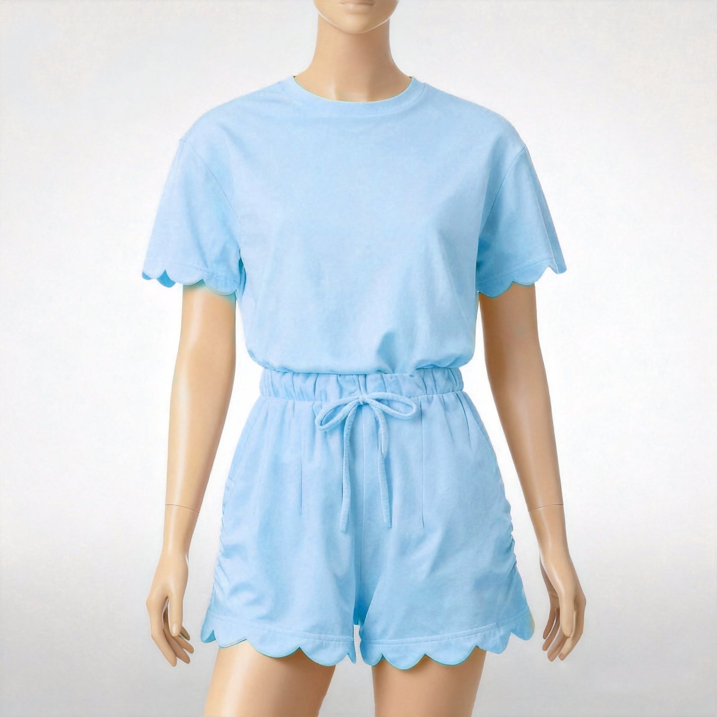 Girls Summer Scallop Short Set