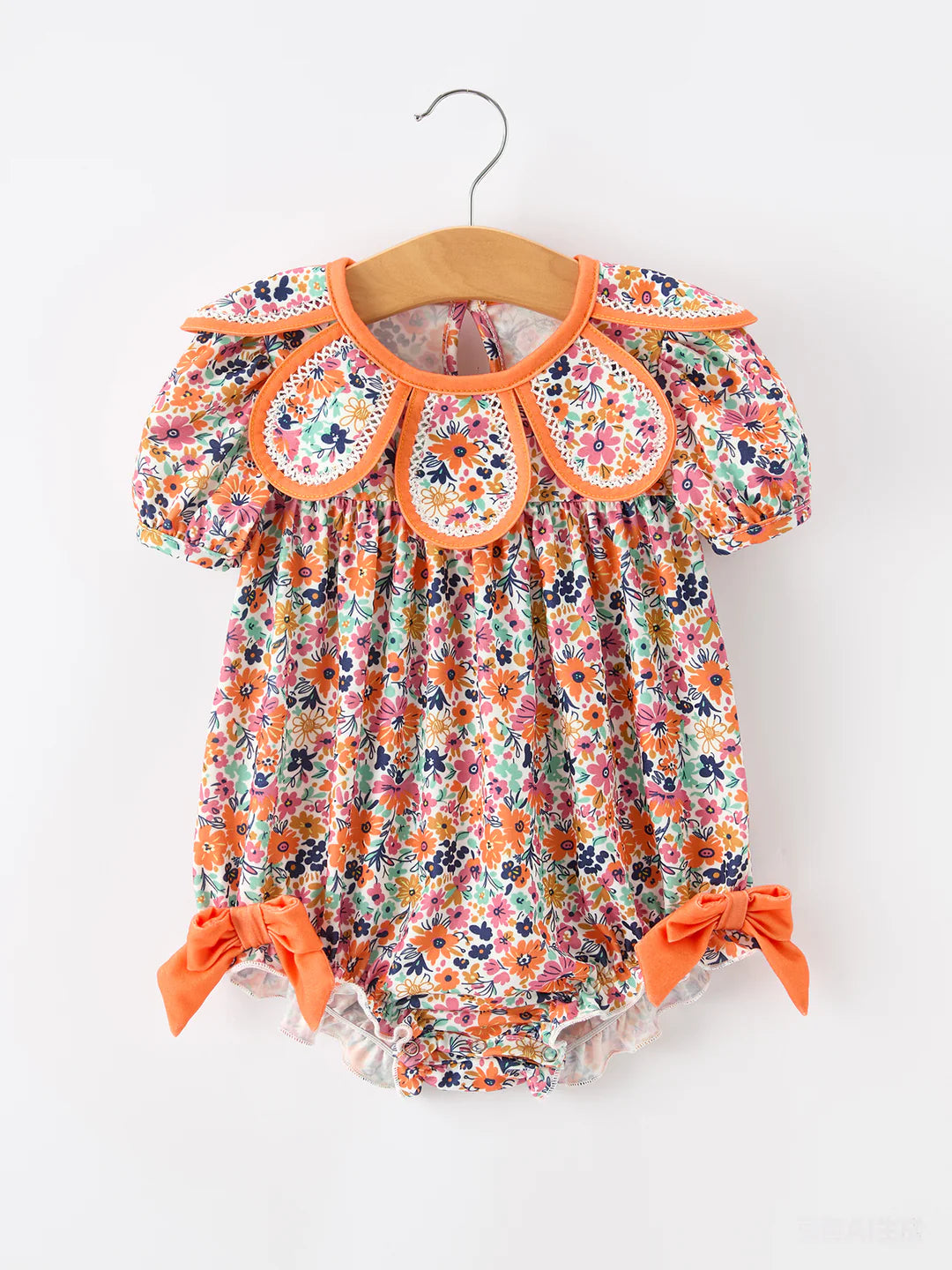 Orange Floral Bow Petals Collar