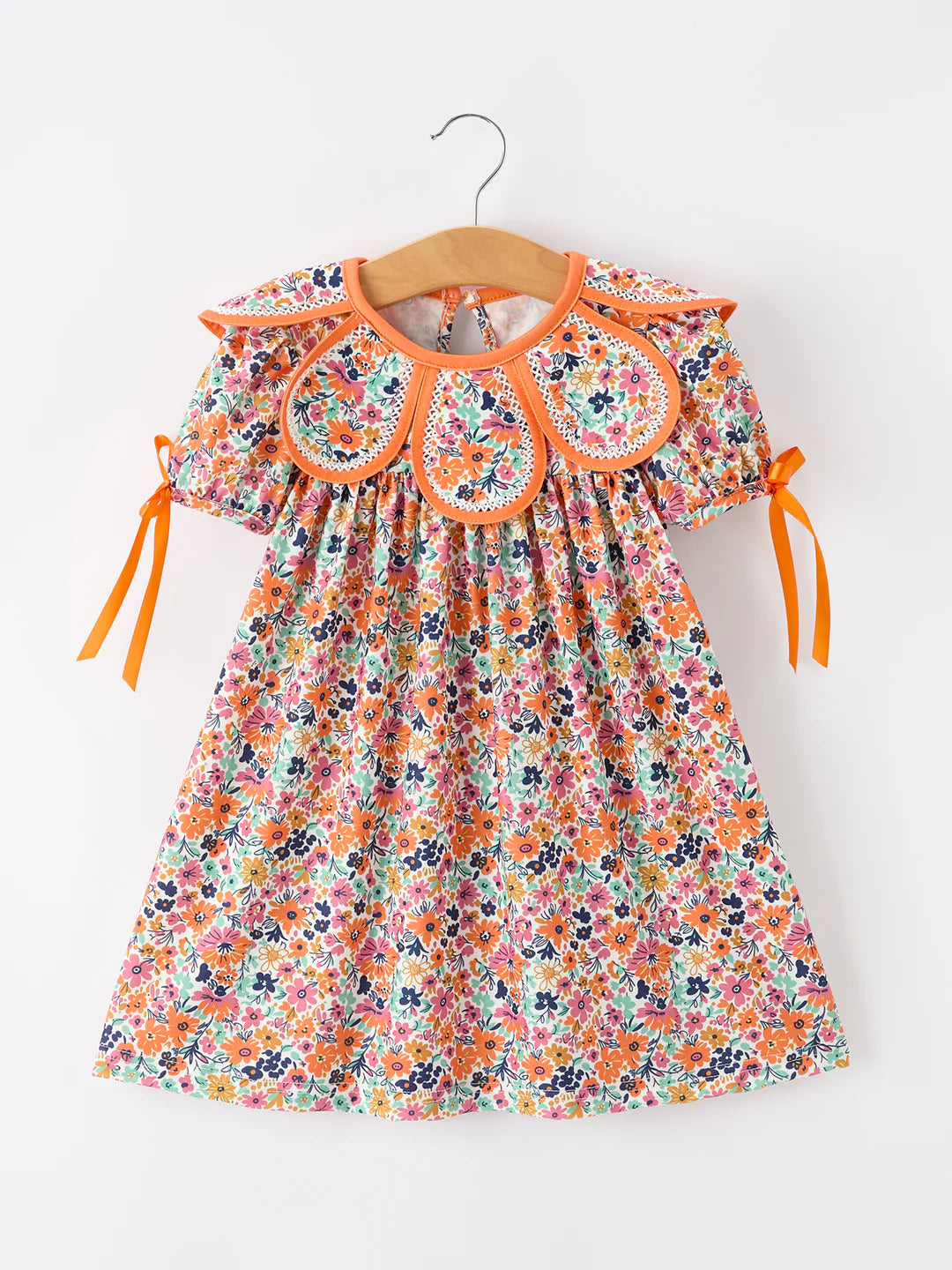 Orange Floral Bow Petals Collar