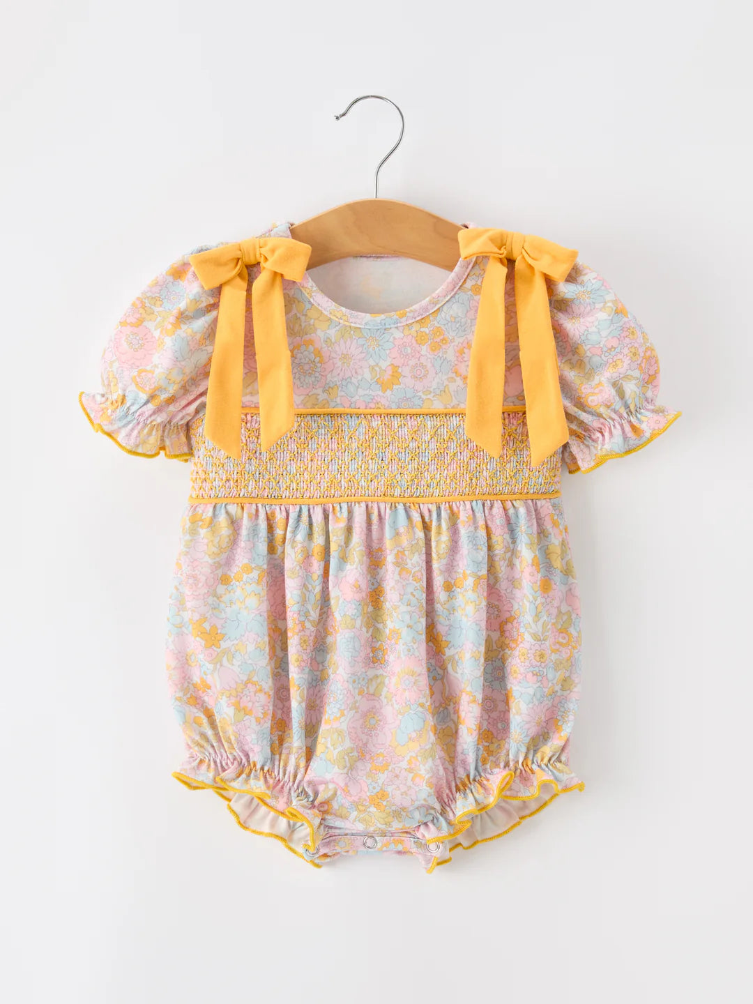 Yellow Bow Smocked Floral