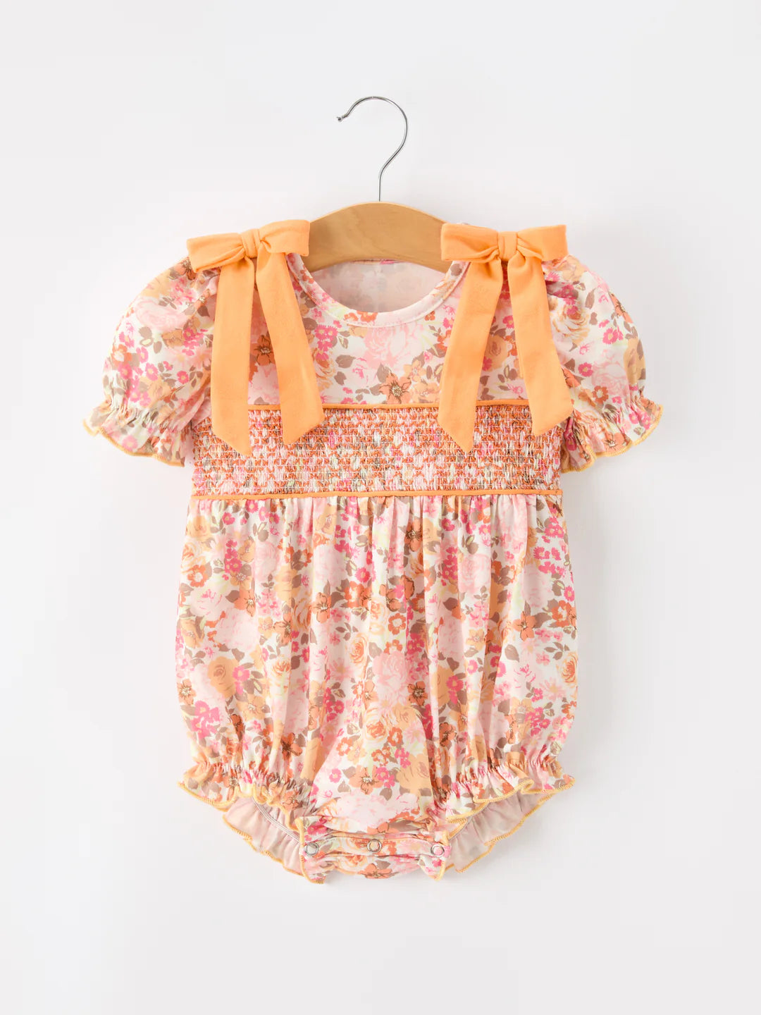 Peach Bow Smocked Floral