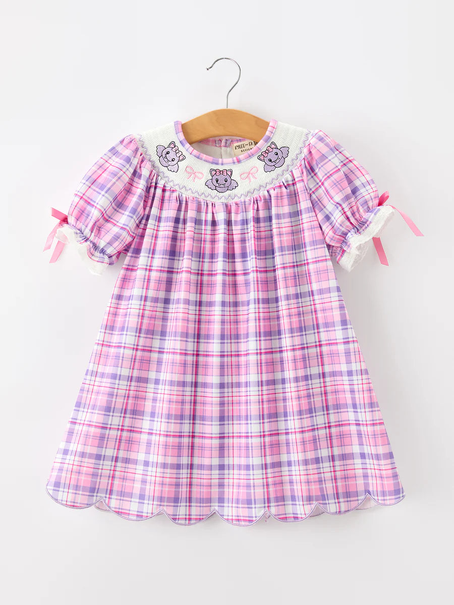 Halloween Plaid Bat Smocked