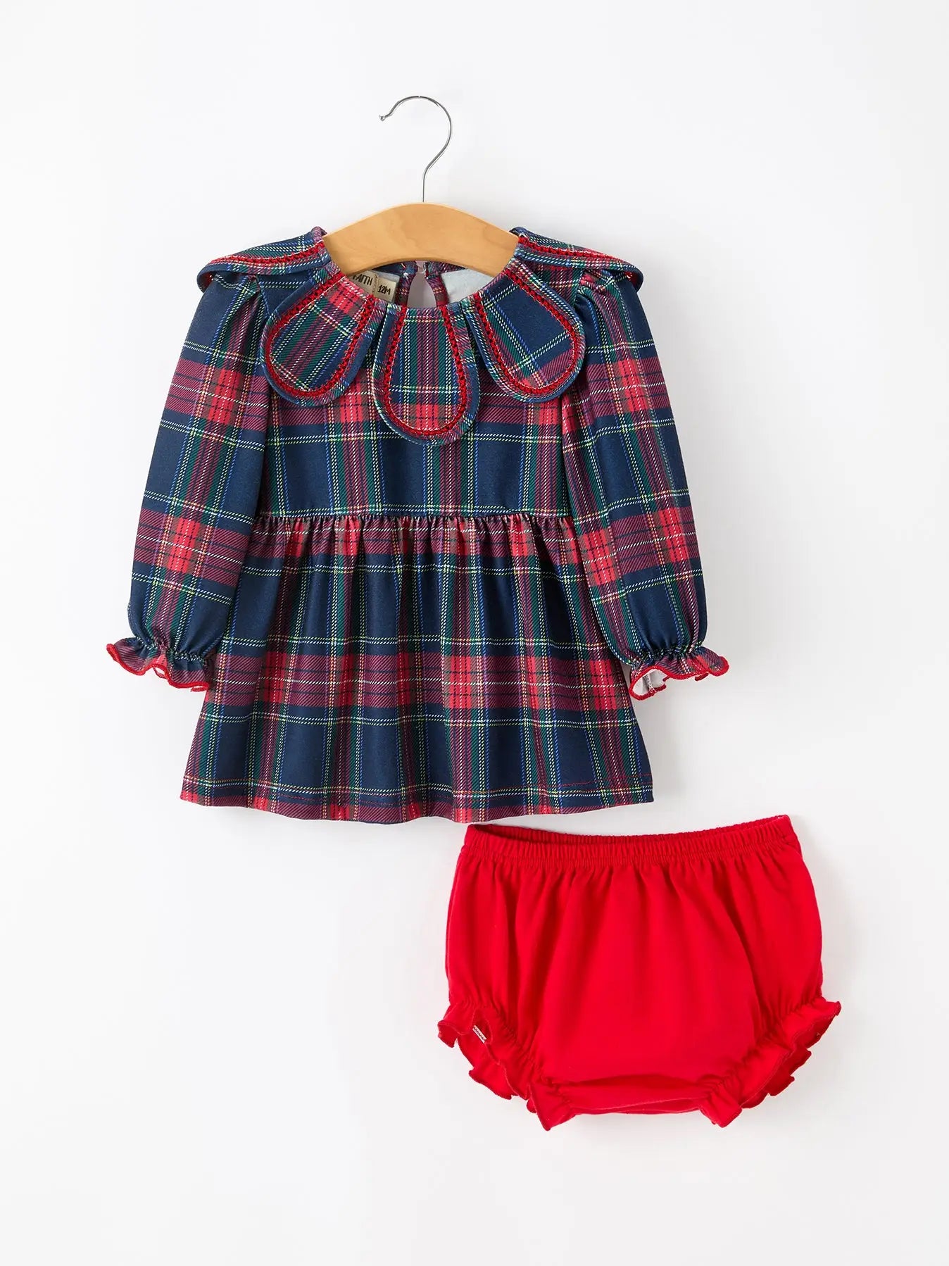 Fall Plaid Girl Dress Petal Collar