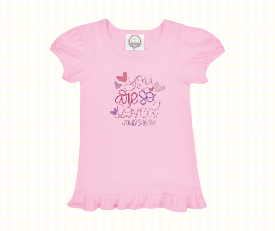 Girls- John 3:16 Embroidered Tees