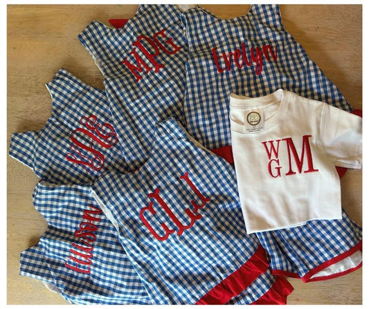 Embroidered RWB Gingham Sets