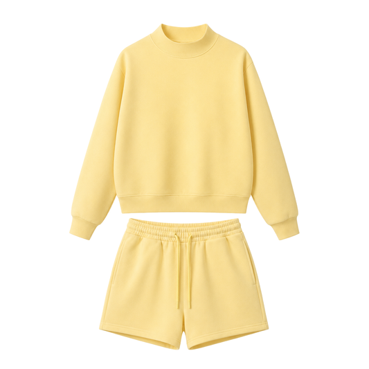 Mock Neck Sweatsuit, Shorts