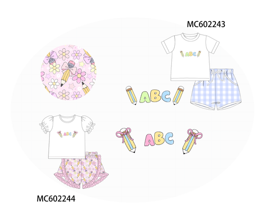 PO81 Back to school ABC pencil embroidery collection