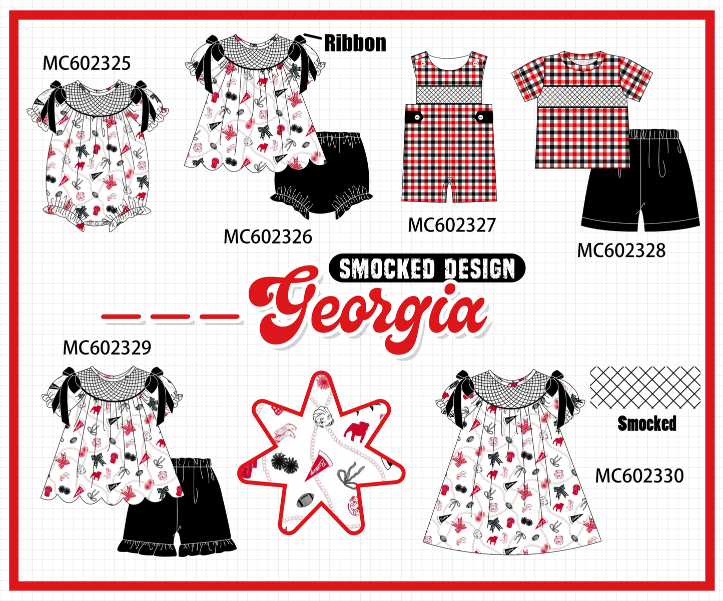 PO82 Black Georgia smocked collection