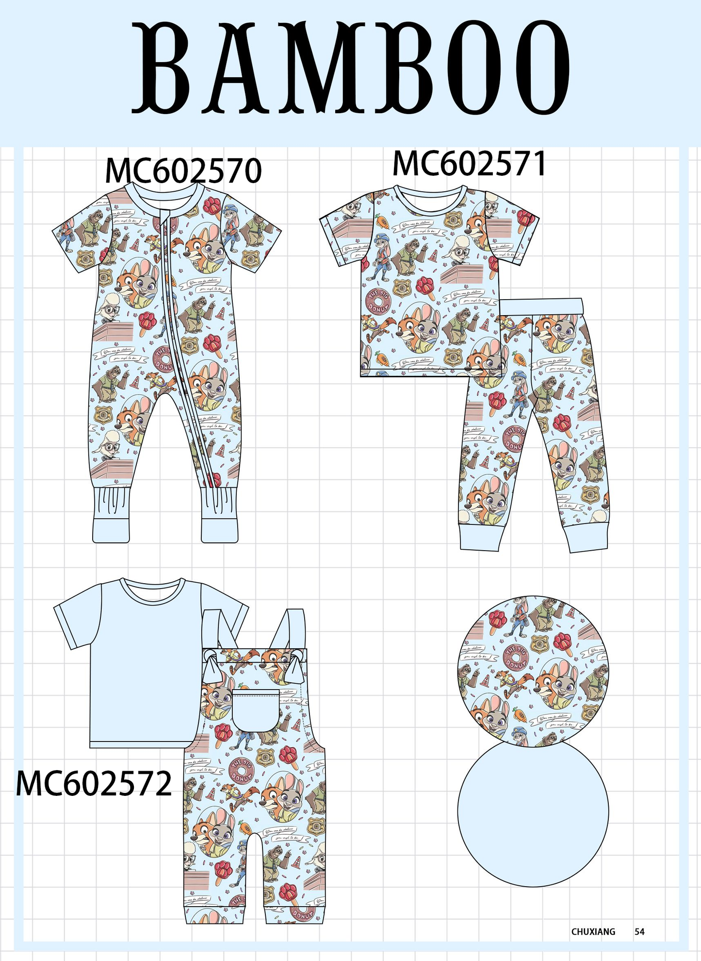 PO82 Blue character print bamboo collection