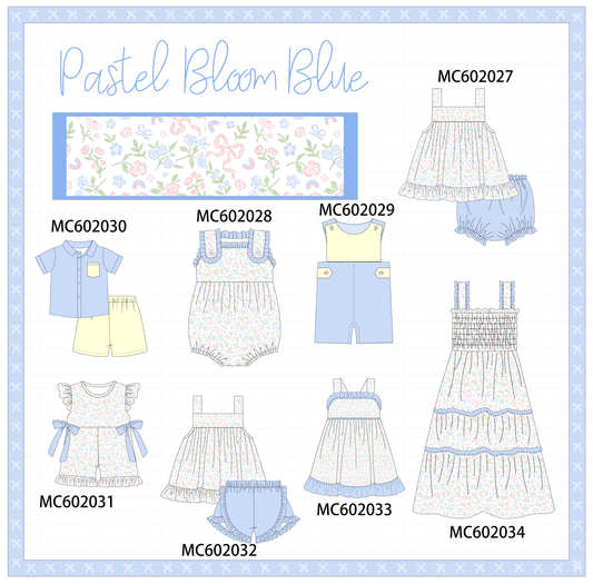 PO81 Blue floral bow print collection