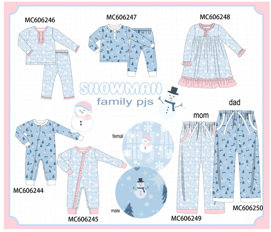 PO95 Blue snowman print pajama collection