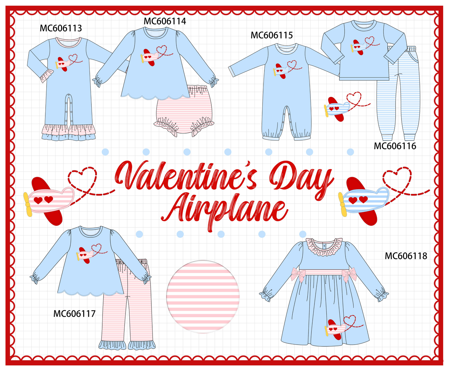 PO95 Blue valentine's day airplane applique collection