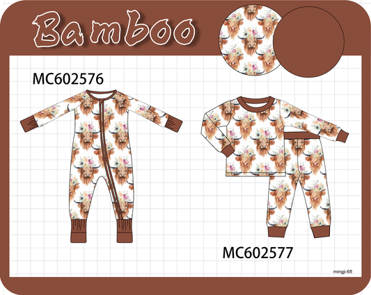 PO82 Brown cow print bamboo collection