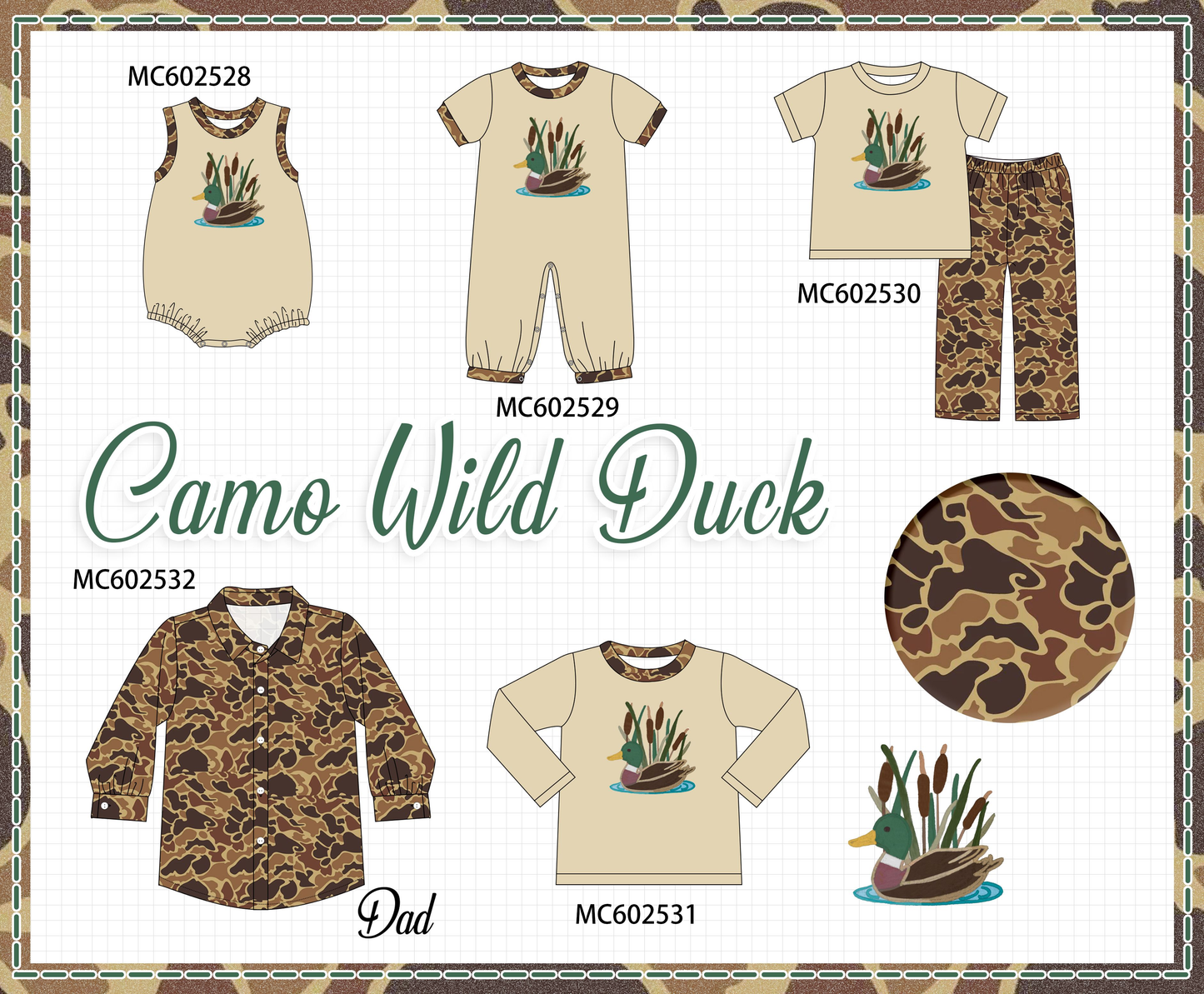 PO82 Camouflage duck embroidery collection