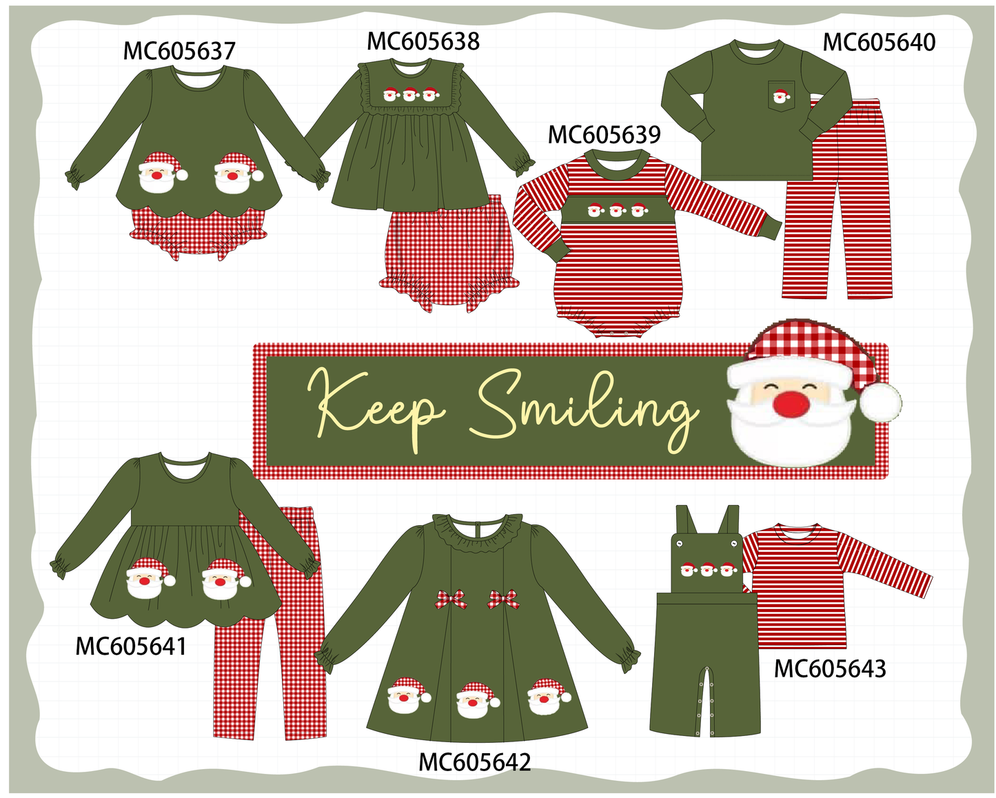 PO93 Green christmas santa claus applique collection