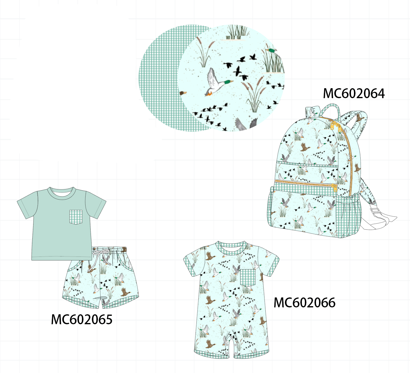 PO81 Green duck print collection