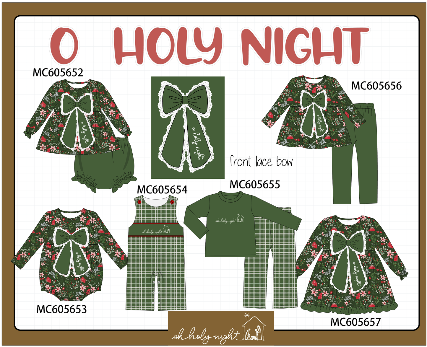 PO93 Green floral print bow collection