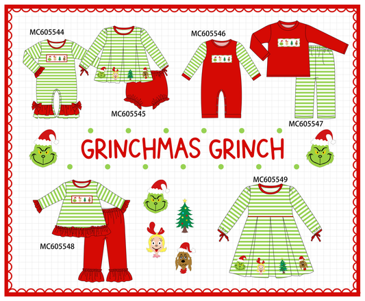 PO93 Green stripe christmas grinch embroidery collection
