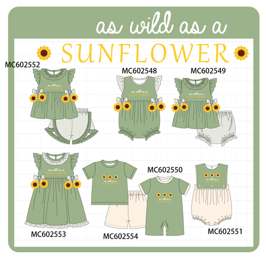 PO82 Green sunflower applique bow collection