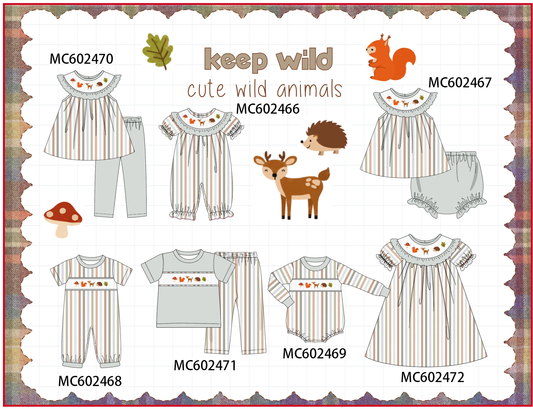 PO82 Grey keep wild animal embroidery stripe collection