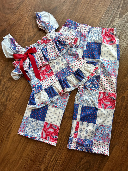 Patriotic Patch Pants Set