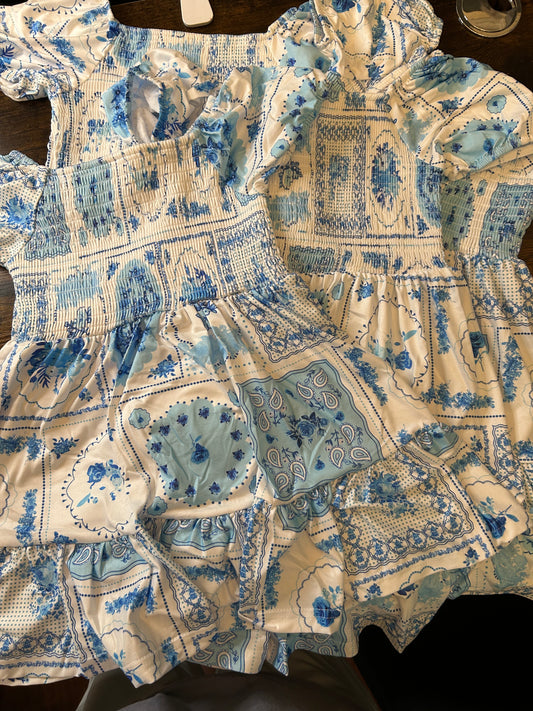 Blue Patchwork Dress