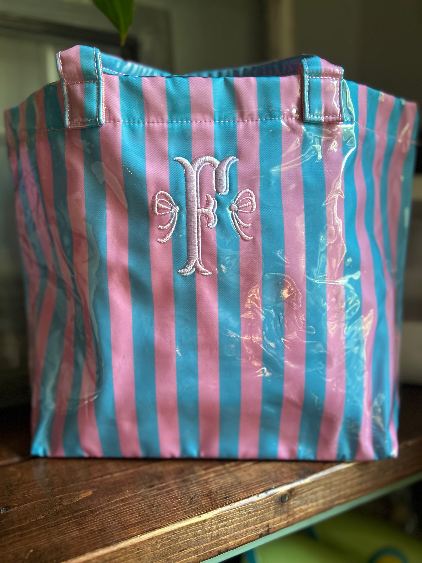 PVC Striped Tote Bag